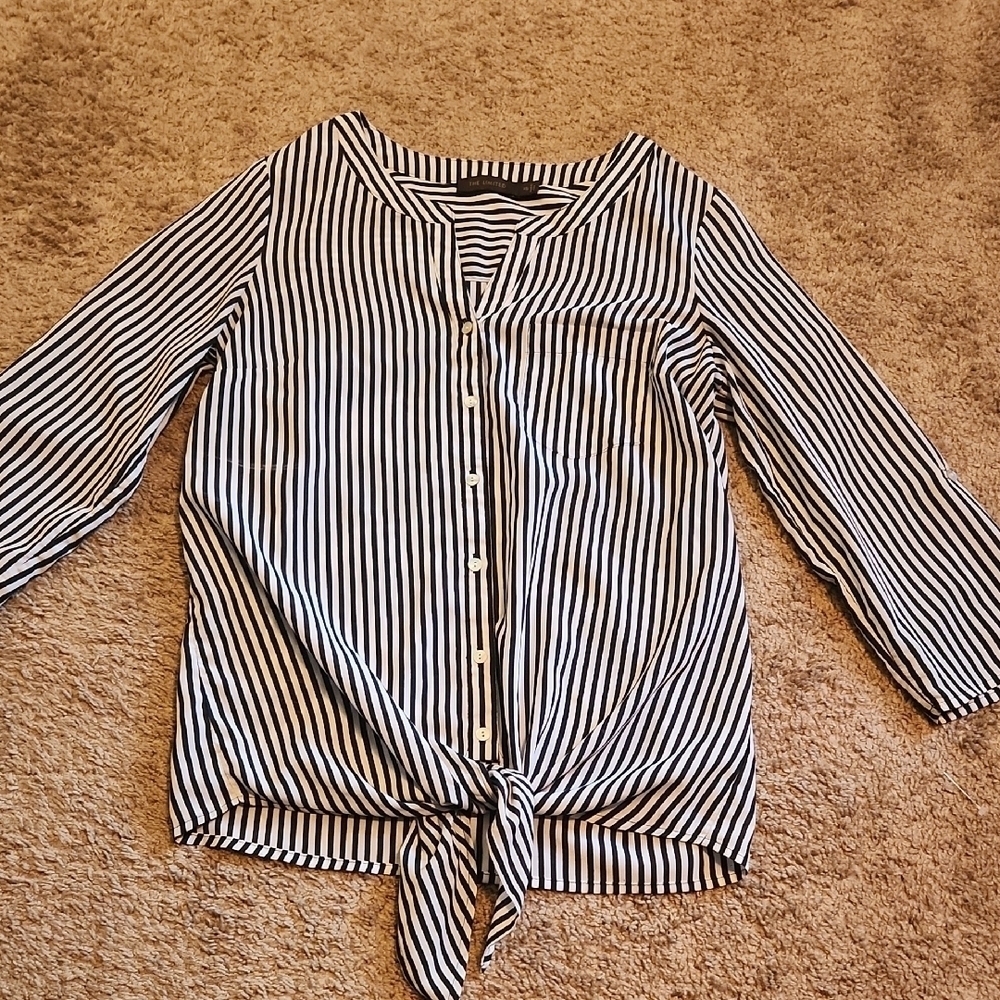 The Limited Black and White Striped Blouse
